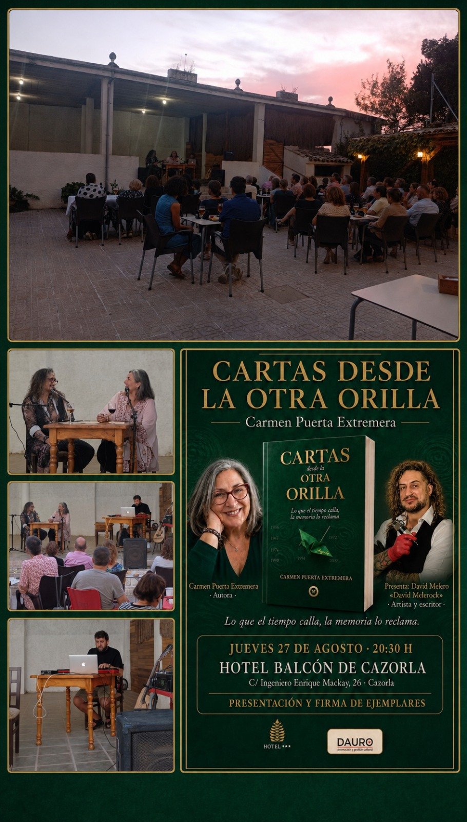 Presentación de «Cartas desde la otra orilla» en el Hotel Balcón de Cazorla, 27 de agosto de 2026